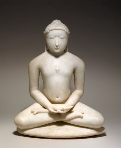 Seated Jain enlightened teacher 
meditating, about 1150-1200