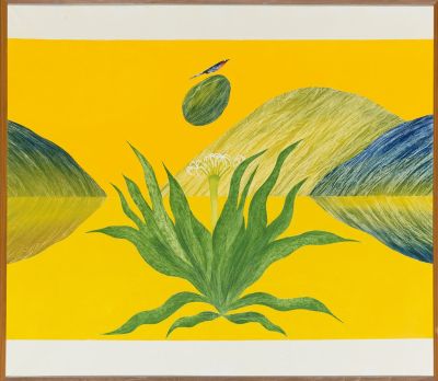 Jagdish Swaminathan, Untitled (Lily by my Window), circa early 1970s. Oil on canvas, 106.7 x 
121.9 cm. Private collection, Switzerland. Photograph Courtesy of Sotheby’s, Inc. © 2025. © J. 
Swaminathan Foundation