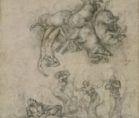 Michelangelo Buonarroti (1475–1564), the fall of Phaeton. Black chalk, over stylus underdrawing, on paper, about 1533.© The Trustees of the British Museum