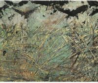 Anselm Kiefer, Nevermore, 2014. Emulsion, oil, acrylic, shellac, gold leaf and sediment of electrolysis on canvas, 330 x 570 cm. Eschaton Kunststiftung. Photo: Charles Duprat. © Anselm Kiefer