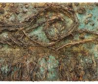 Anselm Kiefer, The Starry Night (De sterrennacht), 2019. Emulsion, oil, acrylic, shellac, straw, gold leaf, wood, wire and sediment of electrolysis on canvas, 470 × 840 cm. Courtesy of the artist and White Cube. Photo: Georges Poncet. © Anselm Kiefer