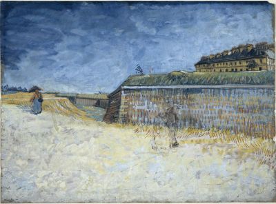 Vincent van Gogh, The Fortifications of Paris with Houses, 1887. Graphite, black chalk, watercolour and gouache on paper, 38.7 x 53.4 cm. Photo: © The Whitworth, The University of Manchester. Photography: Michael Pollard
