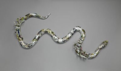 Green Burmese Python, 2018 © 2023 The Trustees of the British Museum courtesy of the artist , Soe Yu Nwe