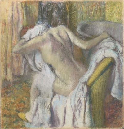 Edgar Degas, After the Bath, Woman Drying Herself, c. 1890-95. Pastel on wove paper laid on millboard, 103.5 x 98.5 cm. The National Gallery, London. Bought, 1959. Photo: © The National Gallery, London
