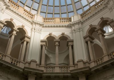 Interior view looking up into glass dome roof of the Tate Gallery at Millbank, London, England @ Nikos